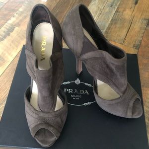 Prada Brown Suede Heels